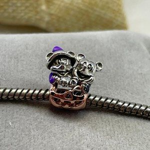Pandora Disney Mickey Mouse & Minnie Mouse Halloween Pumpkin Charm